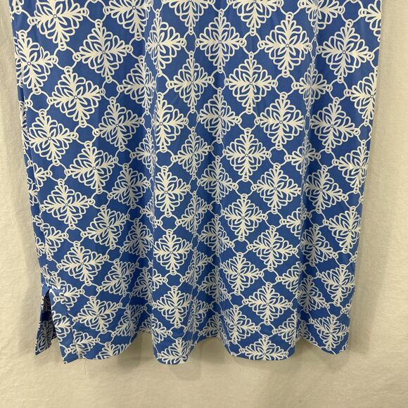 Lulu B Peri  & White Geo Print Sleeveless Swing Dress Women’s Size L Coastal - Picture 10 of 10